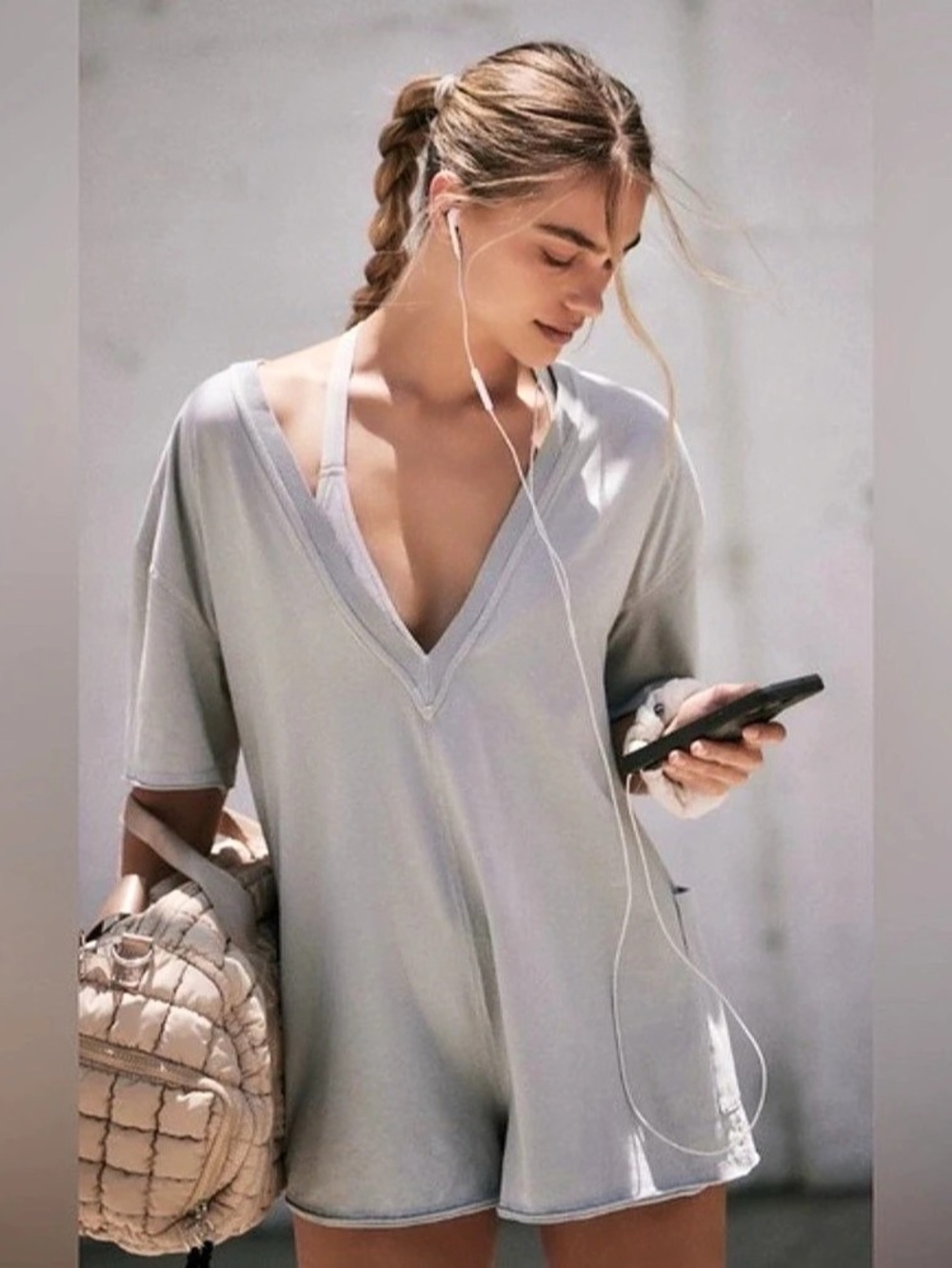 Free People FP Movement Hot Shot Romper Grey